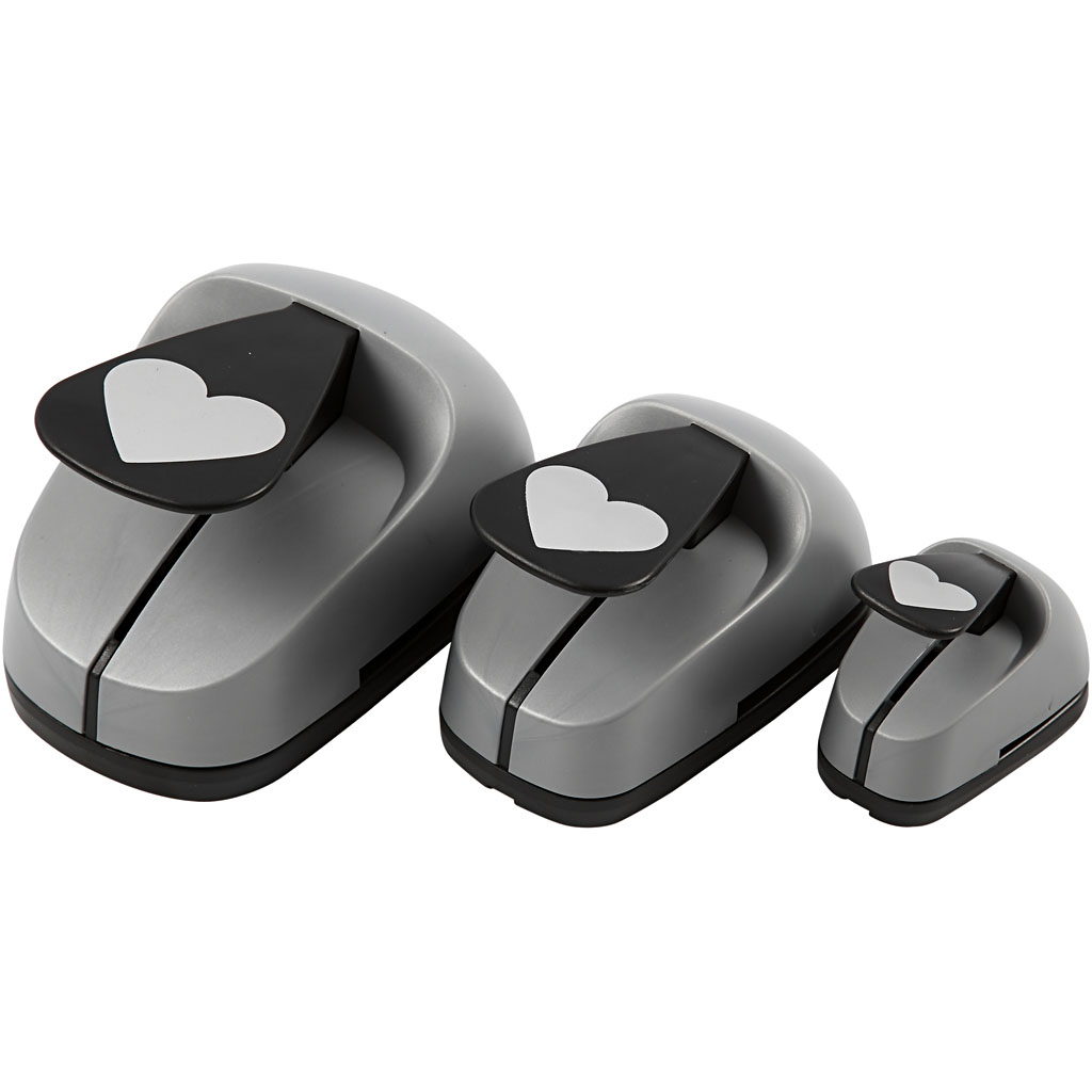 Käsitöö punch komplekt, süda, suurus 25+49+75 mm, 3 tk/ 1 pakk
