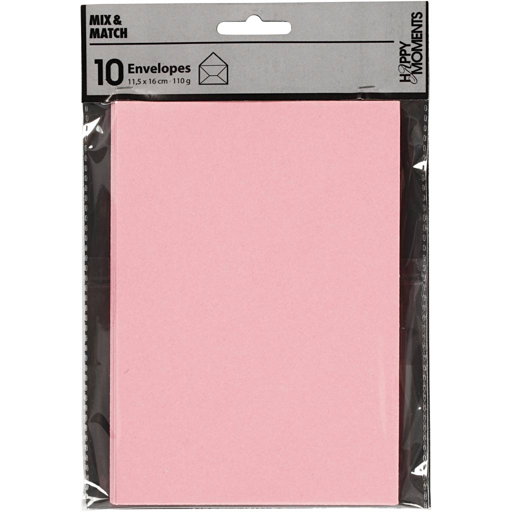 Ümbrikud, ümbriku suurus 11,5x16 cm, 110, hele punane, 10 tk/ 1 pakk - Image 2