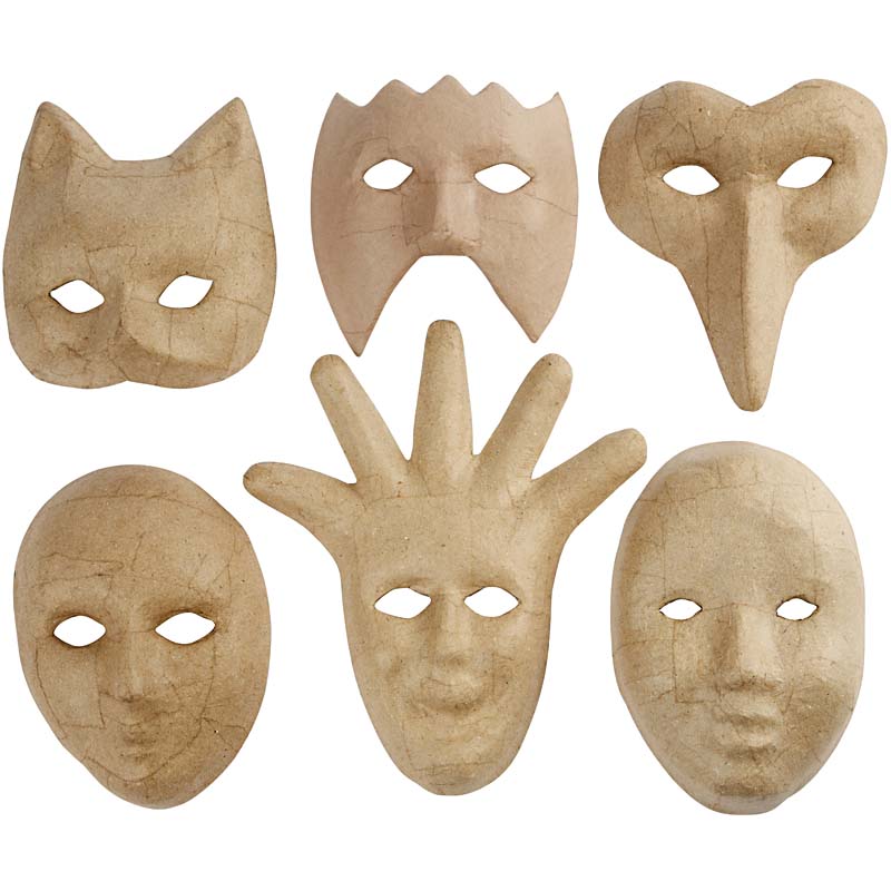 Masks, H: 12-21 cm, 6 pc/ 1 pack