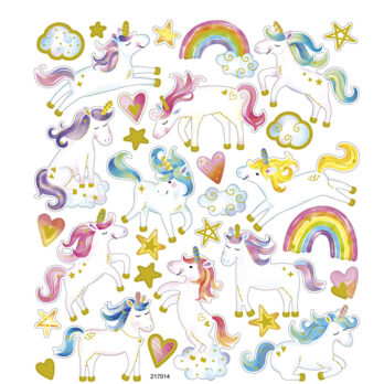 Kleebised, ükssarvik, leht 15x16,5 cm, 1 leht