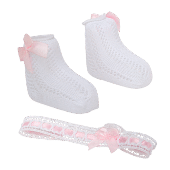 Arias sokkide ja lipsuga peapaela komplekt beebinukkudele