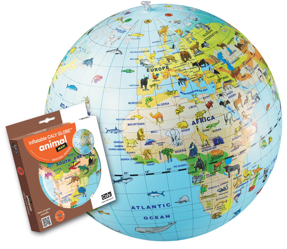 CALY Täispuhutav maakera Loomad