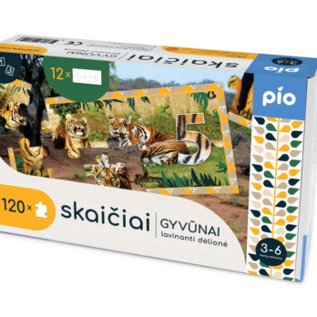 Õppemõistatus Numbrid – Loomad (Leedu keel)