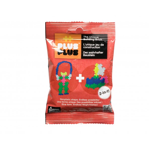 Plus Plus ehitusklotsid Mini Basic - punane minikott 2in1