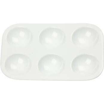 Palette , Rectangular palette with 6 wells, size 13x8,5 cm, white, 1 pc