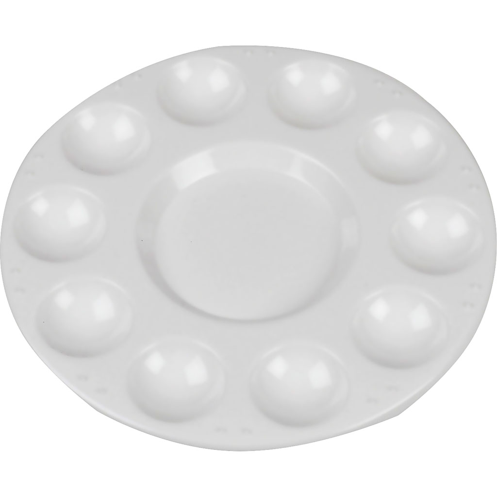 Palett , ümmargune palett 11 kaevuga, diameeter. 17 cm, valge, 10 tk/ 1 pakk