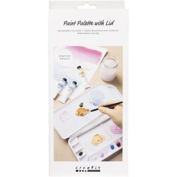 Värvipalett kaanega, suurus 27x12,7x2,3 cm, hõbedane, valge, 1 tk