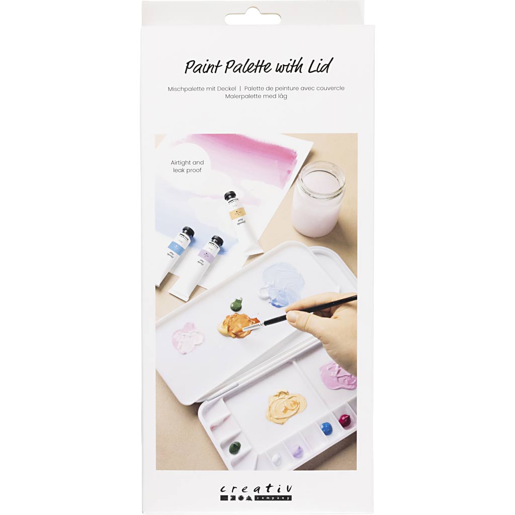 Värvipalett kaanega, suurus 27x12,7x2,3 cm, hõbedane, valge, 1 tk - Image 2