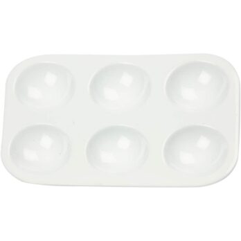 Palett , ristkülikukujuline palett 6 süvega, suurus 13x8,5 cm, valge, 10 tk/ 1 pakk