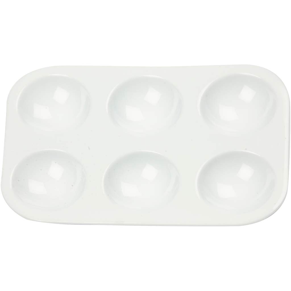 Palett , ristkülikukujuline palett 6 süvega, suurus 13x8,5 cm, valge, 10 tk/ 1 pakk