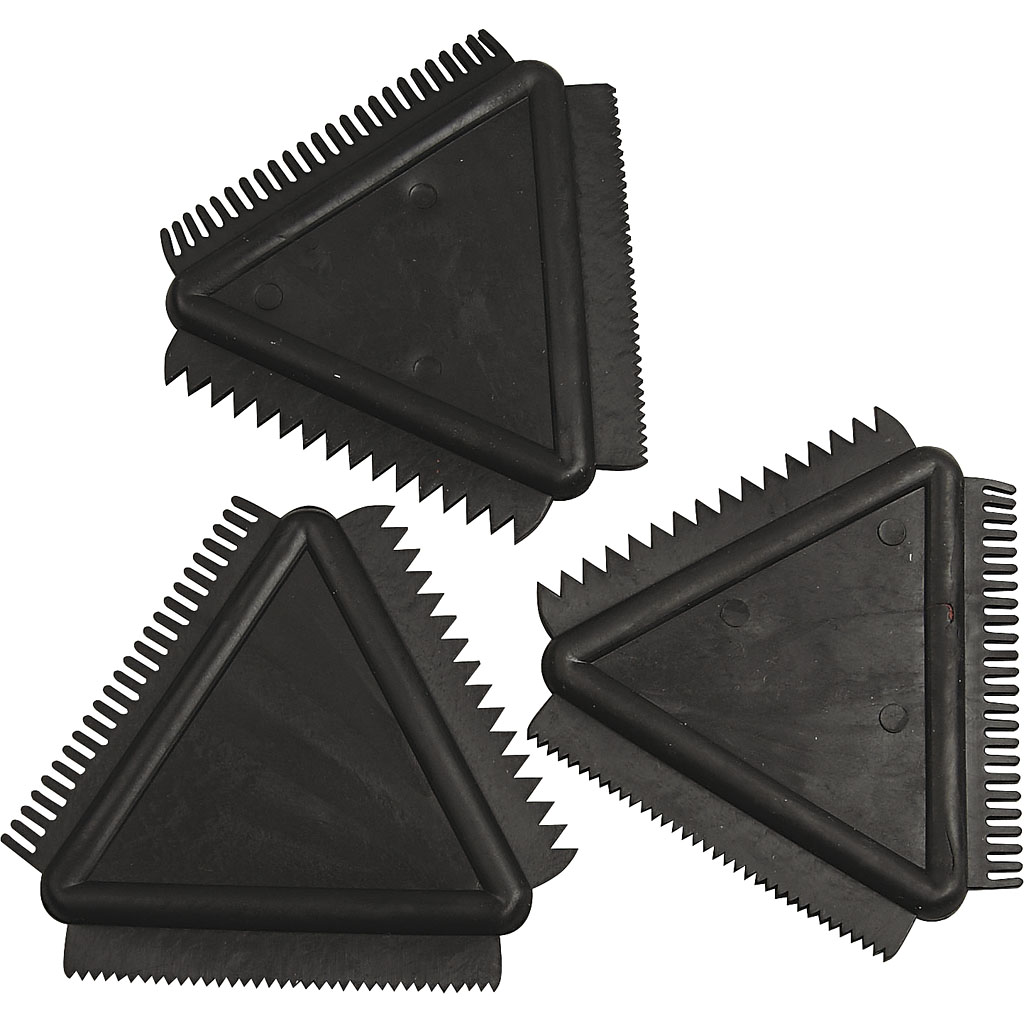Rubber Texture Combs, size 9 cm, black, 3 pc/ 1 pack