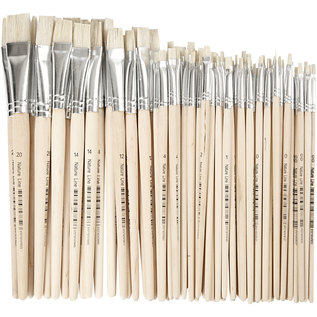 Nature Line Brushes, nr. 00+0+1+2+4+12+14+20, L: 18-22 cm, W: 3-20 mm, lamedad, 68 tk/ 1 pakk