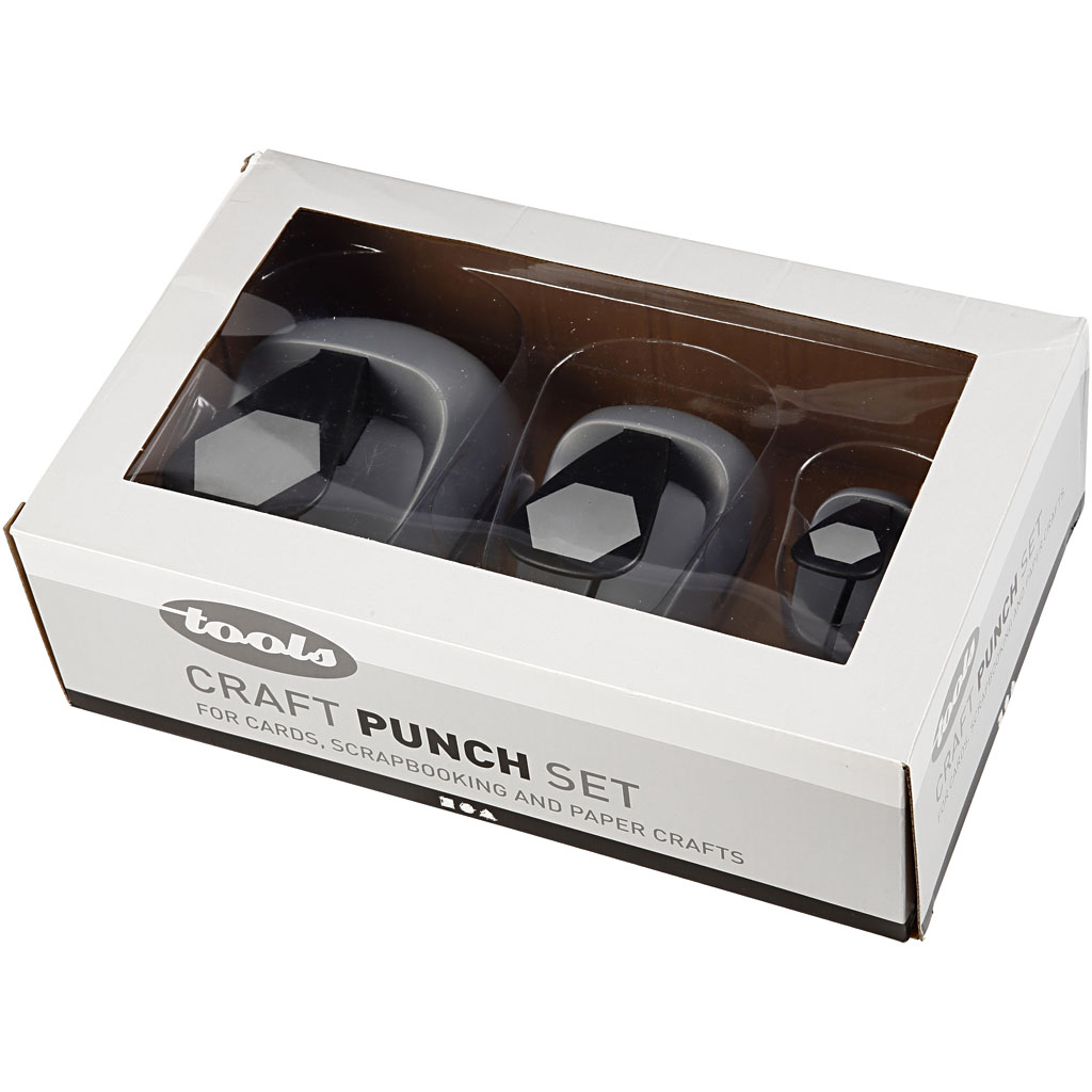 Käsitöö punch komplekt, kuusnurk, suurus 25+49+75 mm, 3 tk/ 1 pakk - Image 2