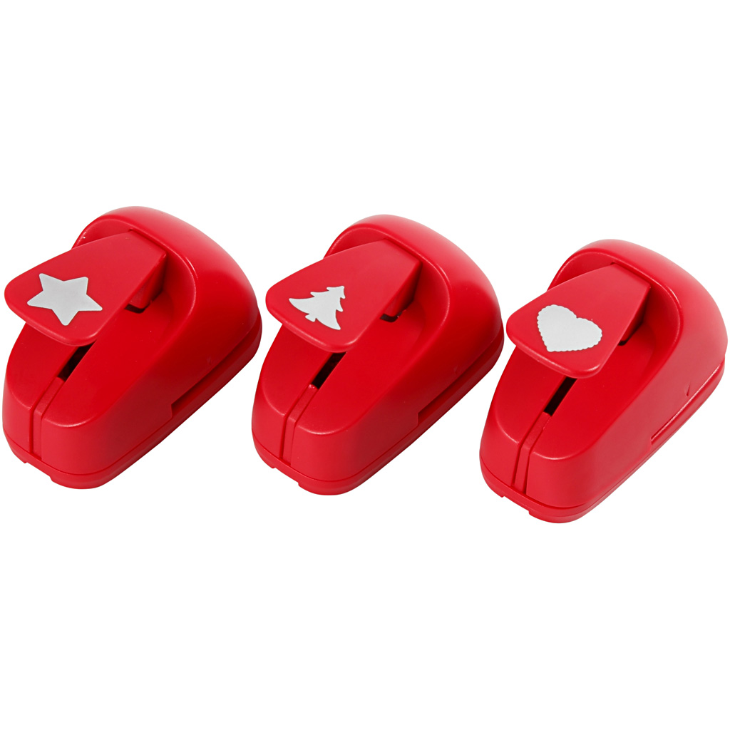 Paberipunktid, täht, süda, jõulupuu, suurus 16 mm, punane, 3 tk/ 1 komplekt