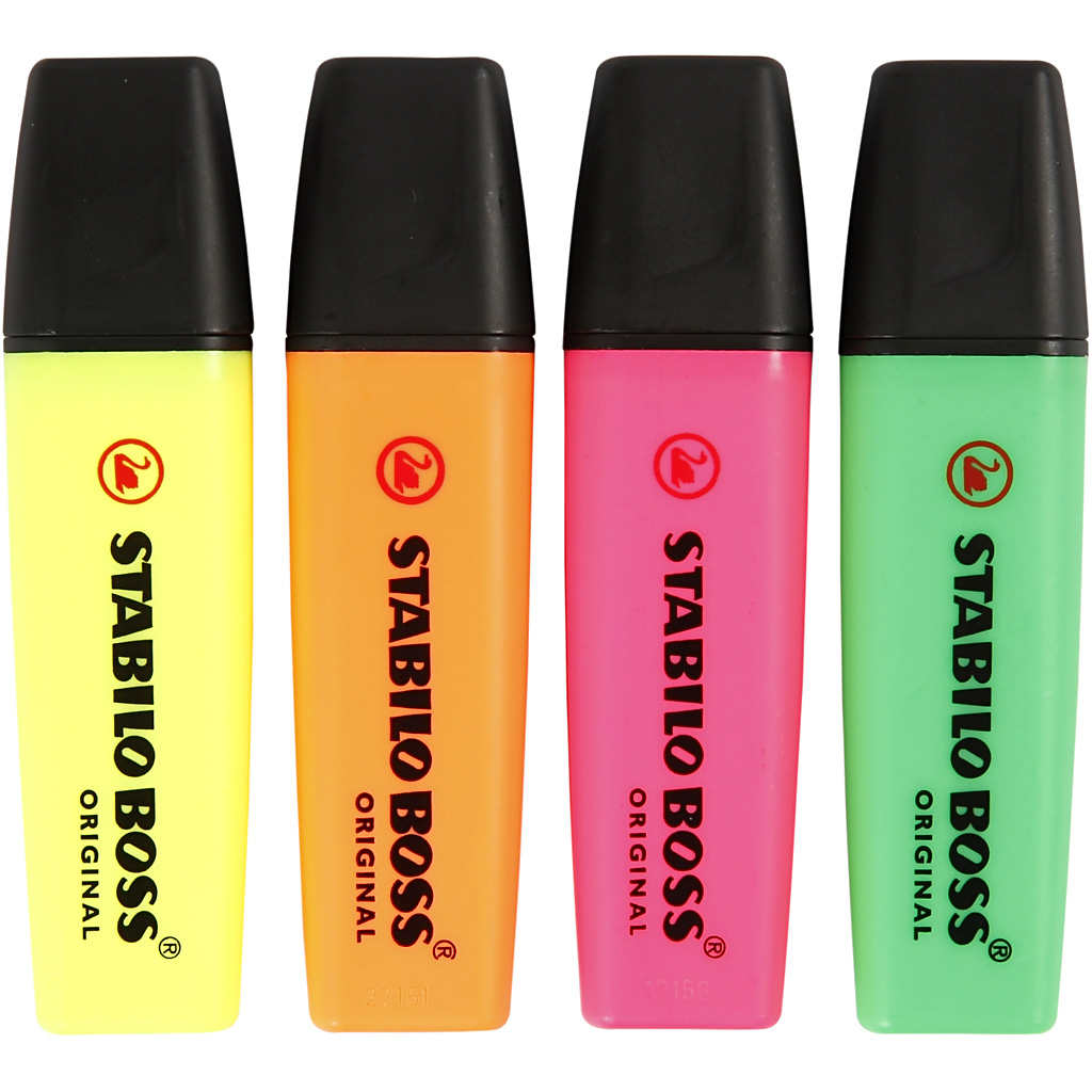 Markerid, neoonroheline, neoonoranž, neoonroosa, neoonkollane, 4 tk/ 1 pakk