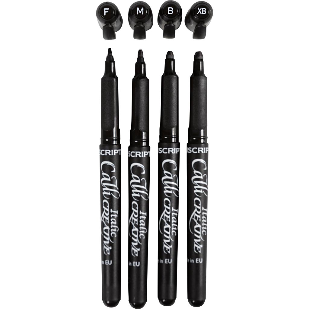 Kalligraafiamarker, joon 1,4+2,5+3,6+4,8 mm, must, 4 tk/ 1 pakk - Image 6