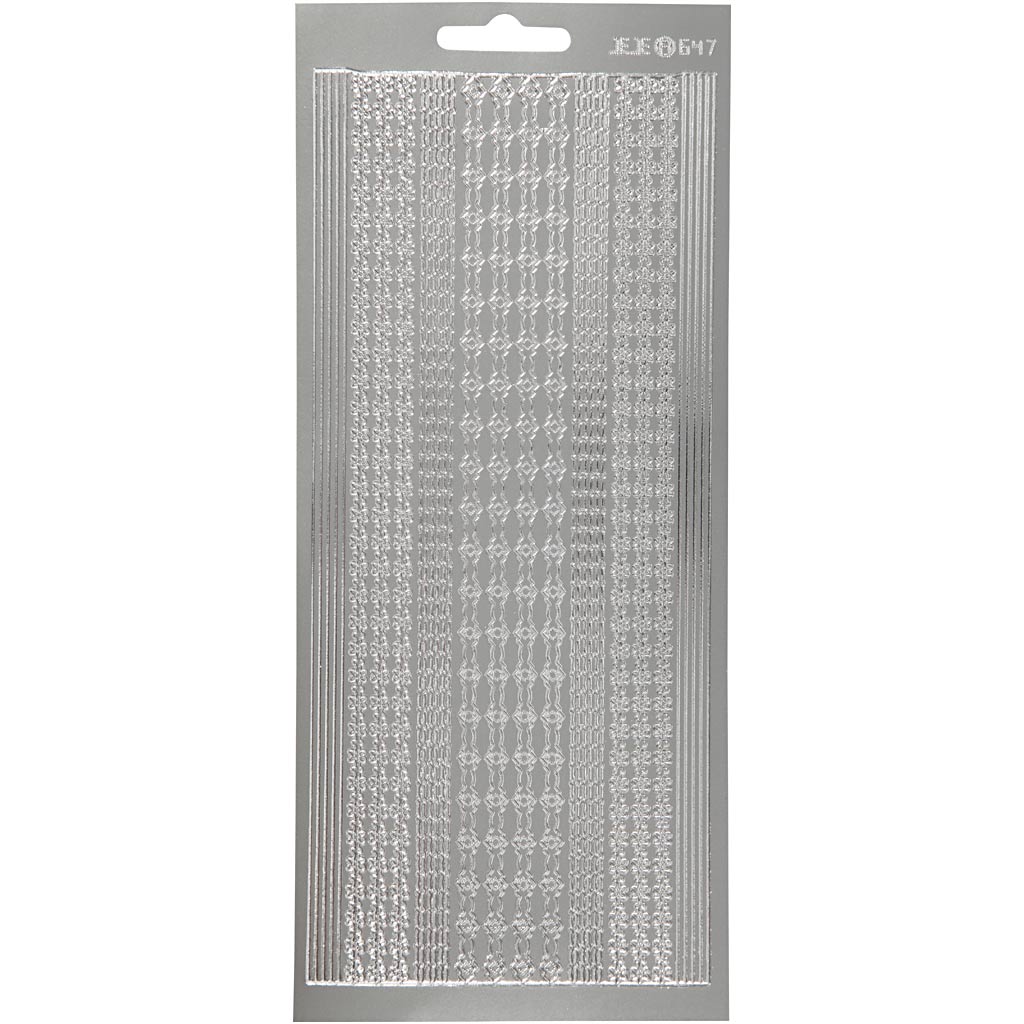 Kleebised, äärised, leht 10x23 cm, hõbedane, 1 leht