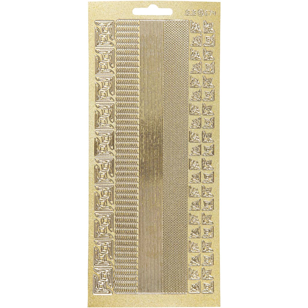 Kleebised, äärised, leht 10x23 cm, kuldne, 1 leht