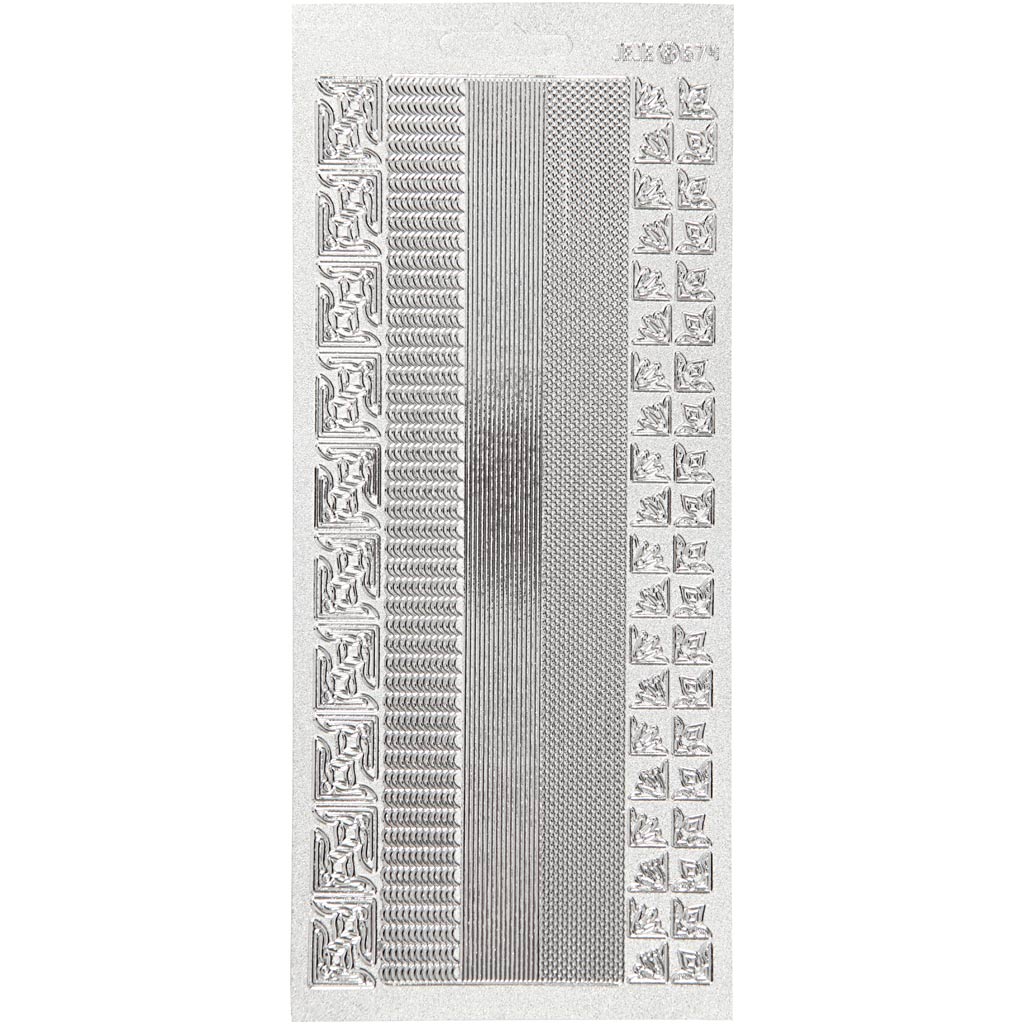 Kleebised, äärised, leht 10x23 cm, hõbedane, 1 leht