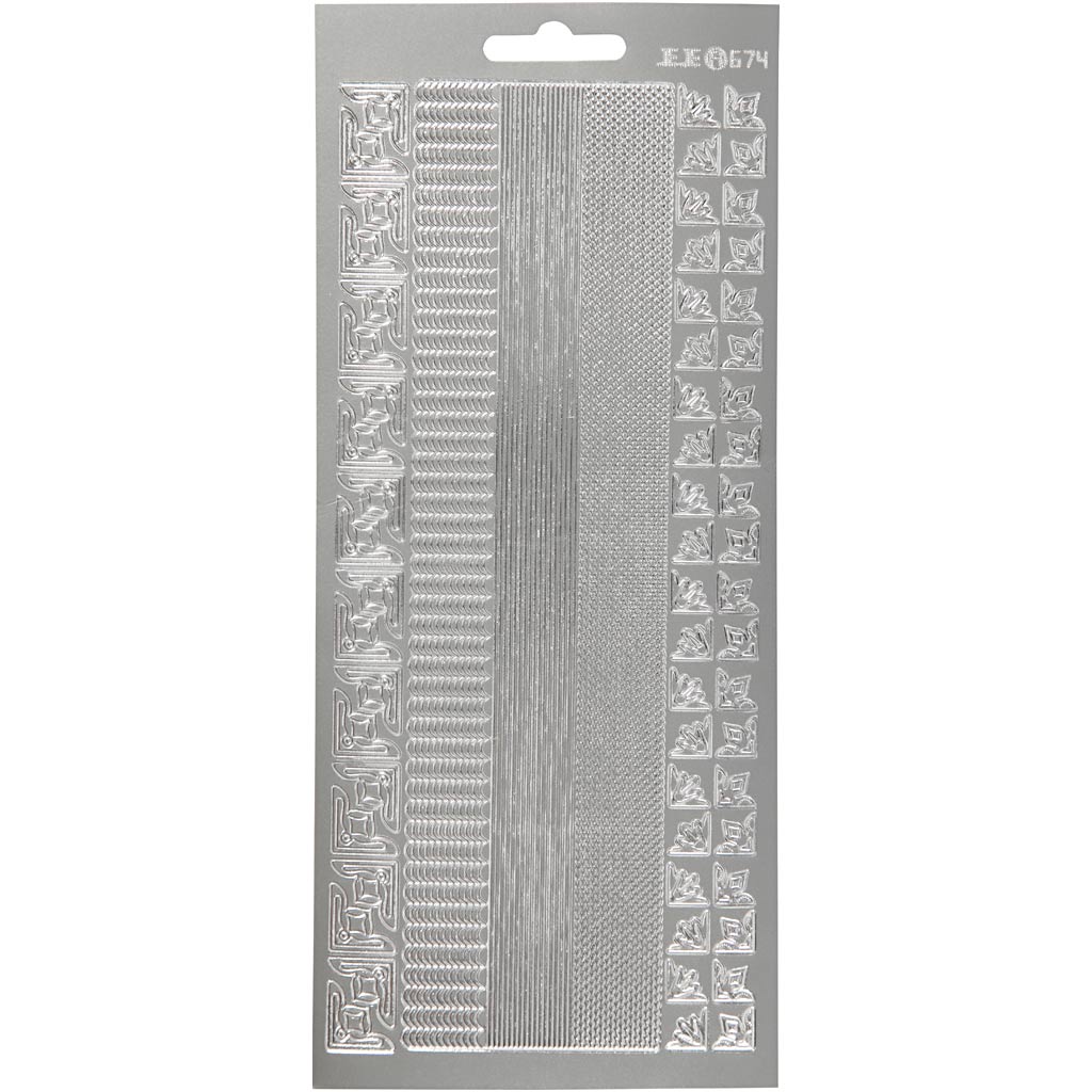 Kleebised, äärised, leht 10x23 cm, hõbedane, 1 leht