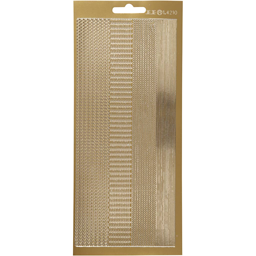 Kleebised, äärised, leht 10x23 cm, kuldne, 1 leht