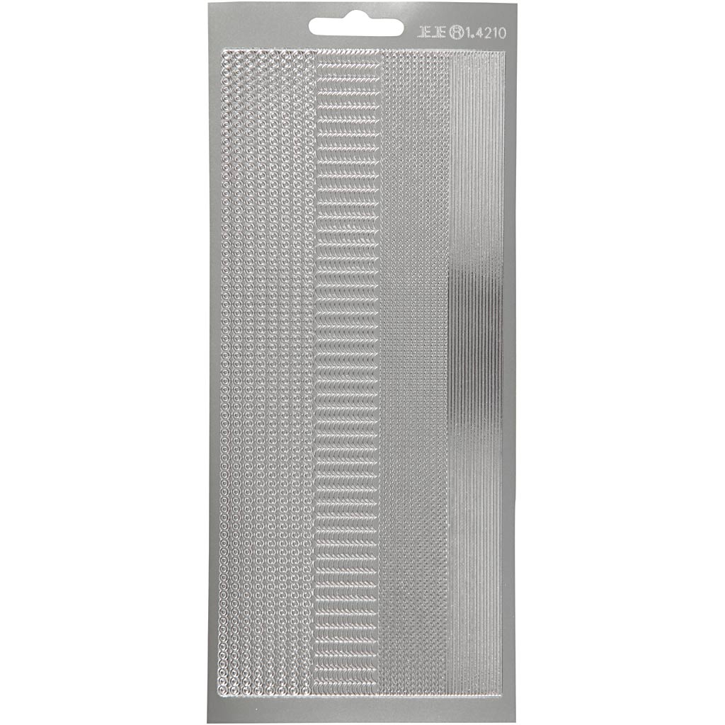 Kleebised, äärised, leht 10x23 cm, hõbedane, 1 leht