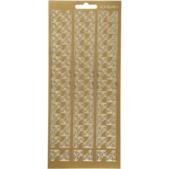 Kleebised, nurgad, leht 10x23 cm, kuldne, 1 leht