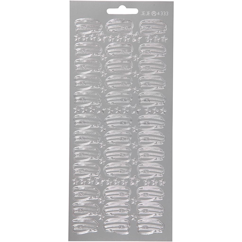 Kleebised, müts, leht 10x23 cm, hõbedane, 1 leht