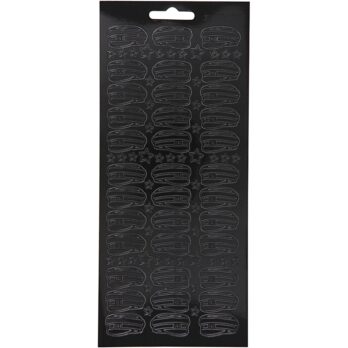 Kleebised, müts, leht 10x23 cm, must, 1 leht