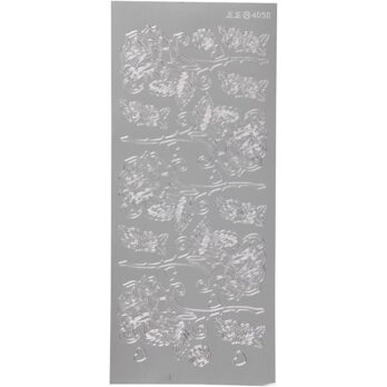 Kleebised, roosid, leht 10x23 cm, hõbedane, 1 leht