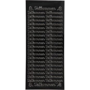 Kleebised, velkommen, leht 10x23 cm, must, 1 leht