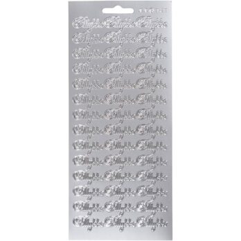 Kleebised, tillykke, leht 10x23 cm, hõbedane, 1 leht