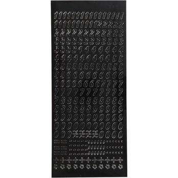 Kleebised, väikesed numbrid, leht 10x23 cm, must, 1 leht