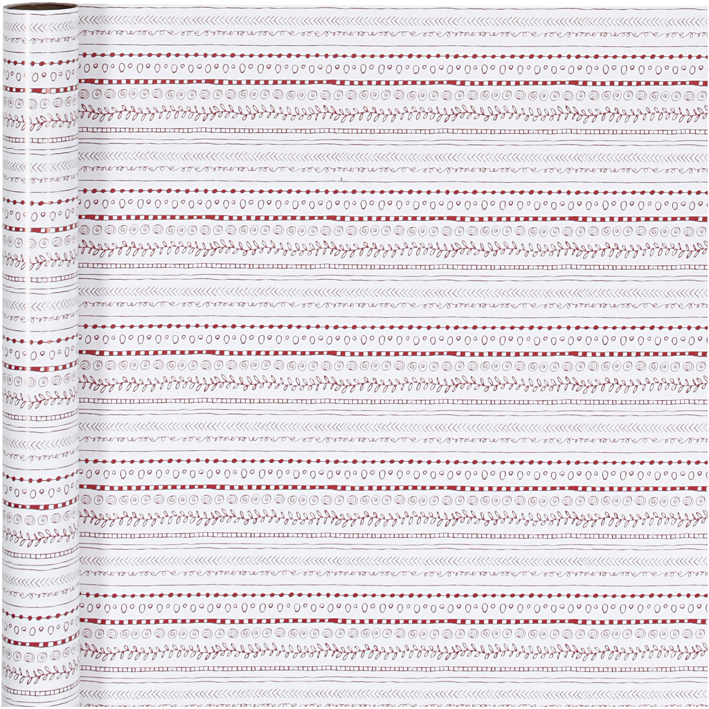 Kinkekile, doodles, W: 70 cm, 80 g, punane, valge, 4 m/ 1 rull