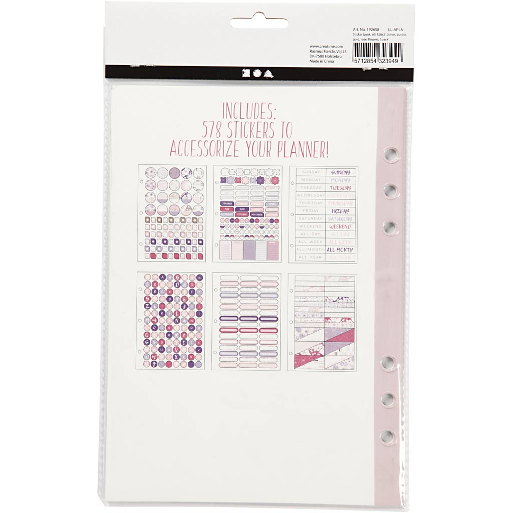 Kleebisraamat, lilled, A5, kuldne, lilla, roosa, 1 tk - Image 3