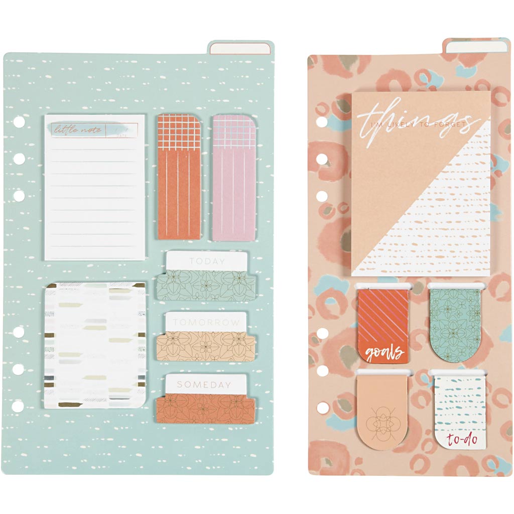 Kleeplokkide ja märkmete sortiment, suurus 10,3x22 + 13,8x22 cm, kuldne, punane, korall, 2 lehte/ 1 pakk