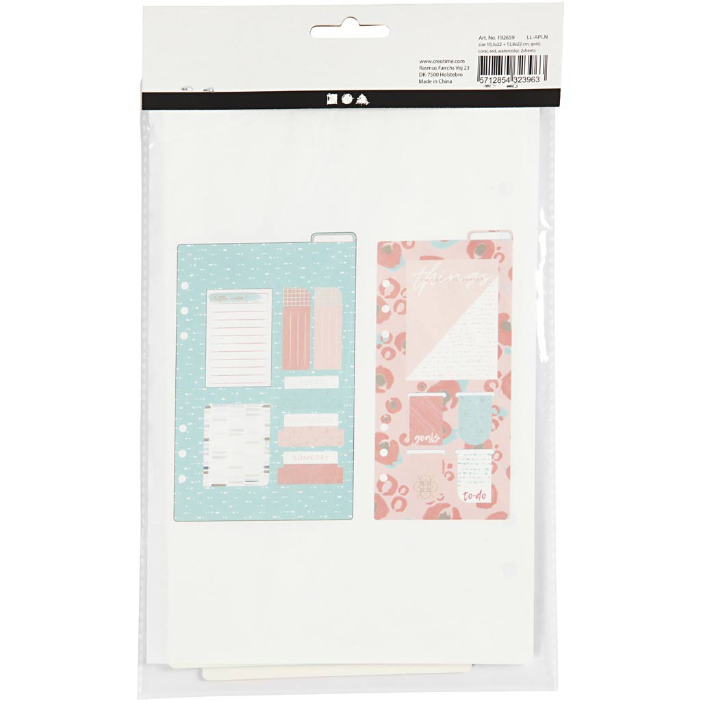 Kleeplokkide ja märkmete sortiment, suurus 10,3x22 + 13,8x22 cm, kuldne, punane, korall, 2 lehte/ 1 pakk - Image 3