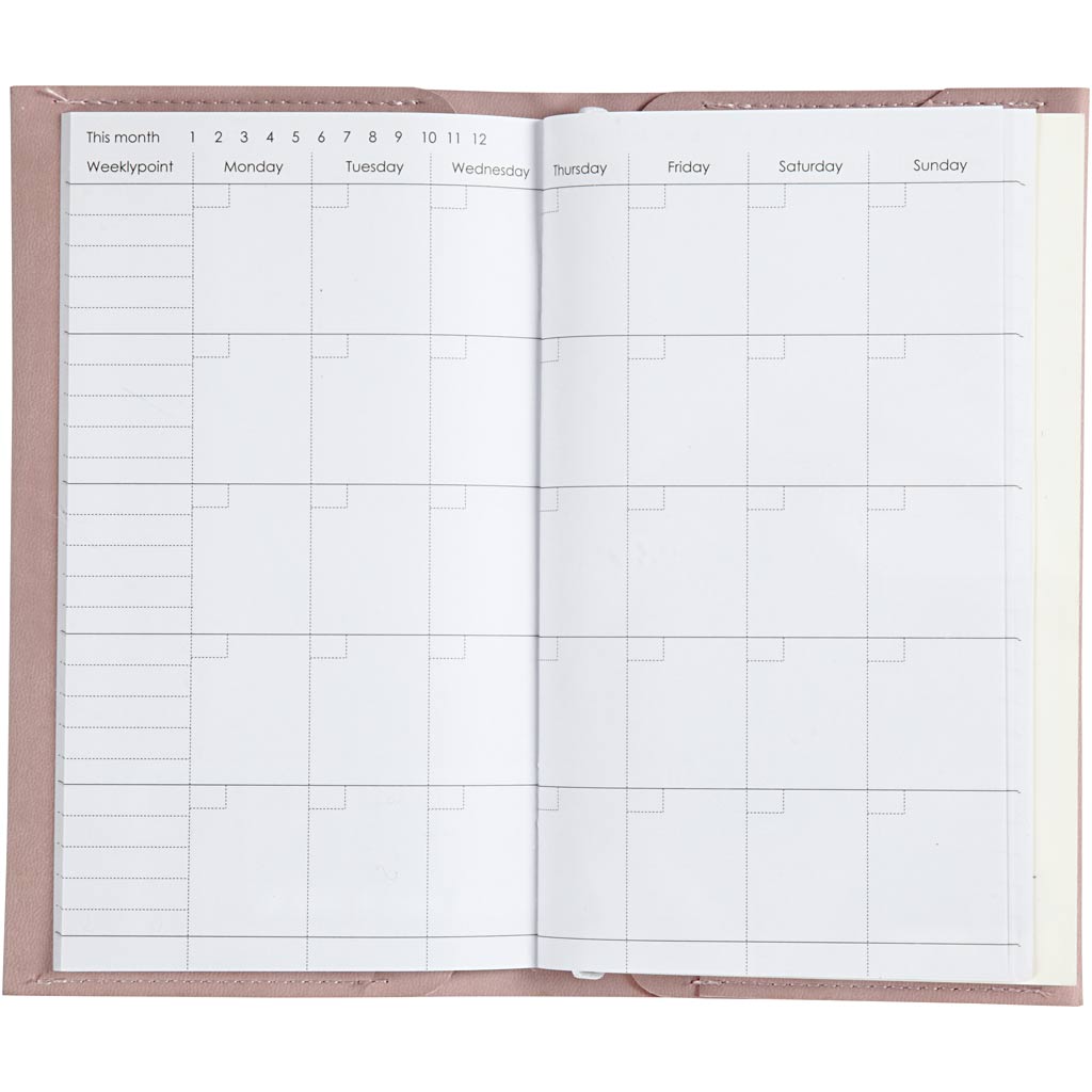 Planner, suurus 10x18x1,5 cm, elastne sulgemine, roosa, 1 tk - Image 3