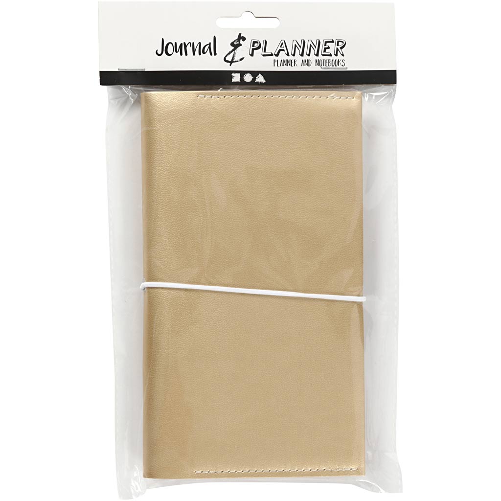 Planner, suurus 10x18x1,5 cm, elastne sulgemine, kuldne, 1 tk. - Image 2