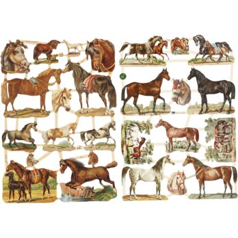 Vintage väljalõiked, hobused, leht 16,5x23,5 cm, 2 lehte/ 1 pakk