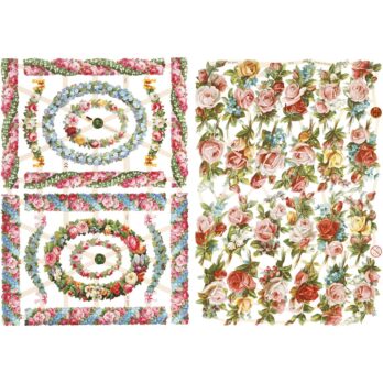 Vintage lõikelõiked, väikesed lilled, leht 16,5x23,5 cm, 2 lehte/ 1 pakk