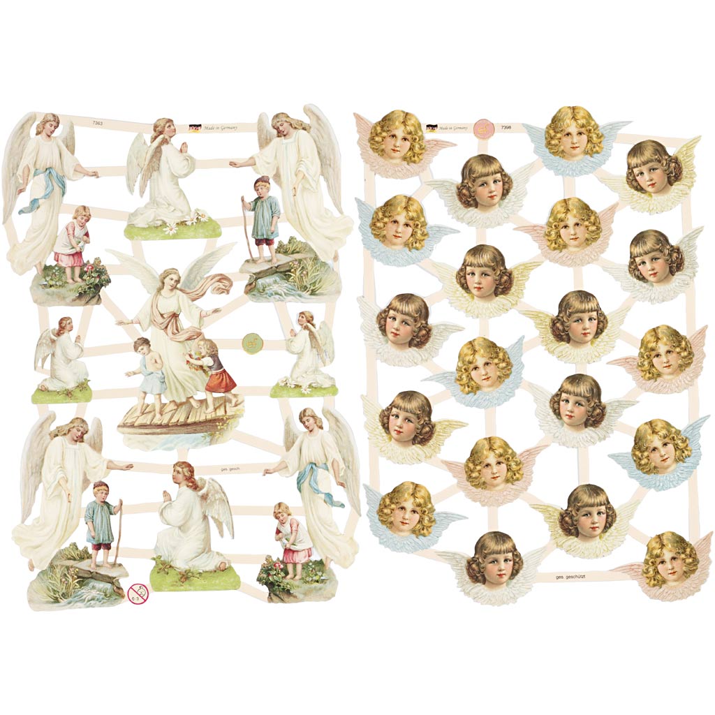 Vintage väljalõiked, Nostalgilised inglid, leht 16,5x23,5 cm, 2 lehte/ 1 pakk