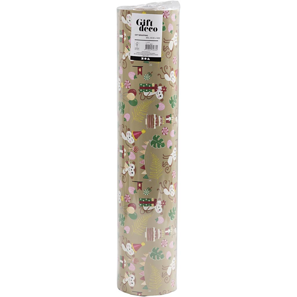 Kinkekile, pidulikud ahvid, laius: 50 cm, 80 g, 100 m/ 1 rull - Image 2