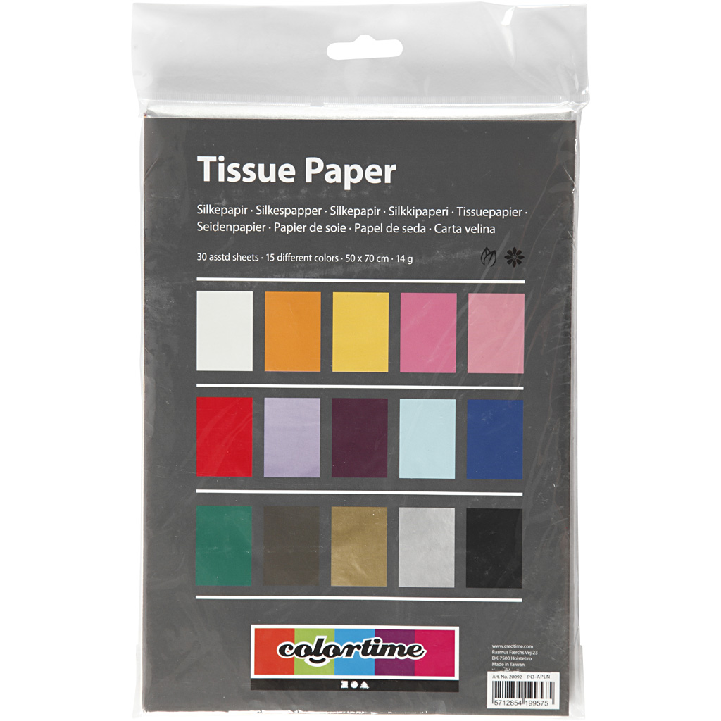 Paber, leht 50x70 cm, 17 g, erinevad värvid, 15x2 lehte, 30 lehte/ 1 pakk - Image 2