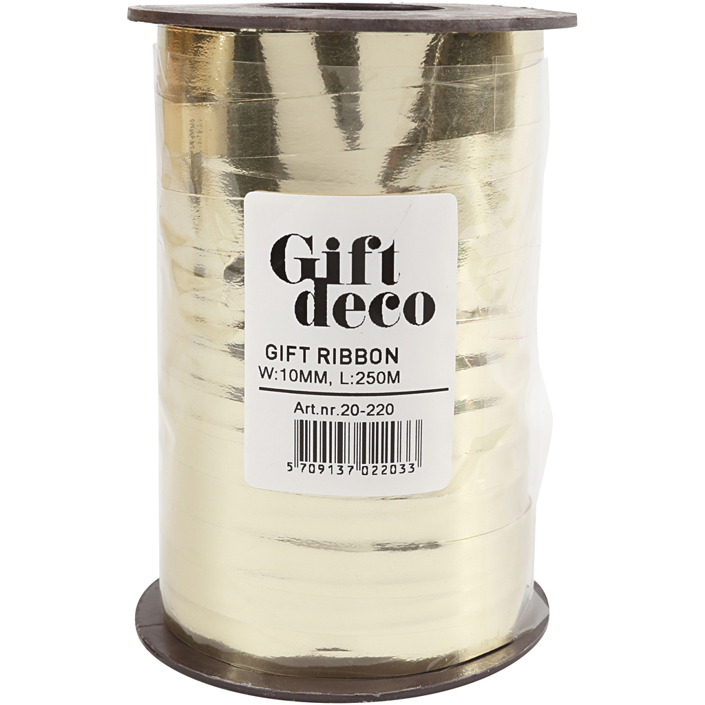 Kummipael, W: 10 mm, läikiv, metalne kuld, 250 m/ 1 rull - Image 2