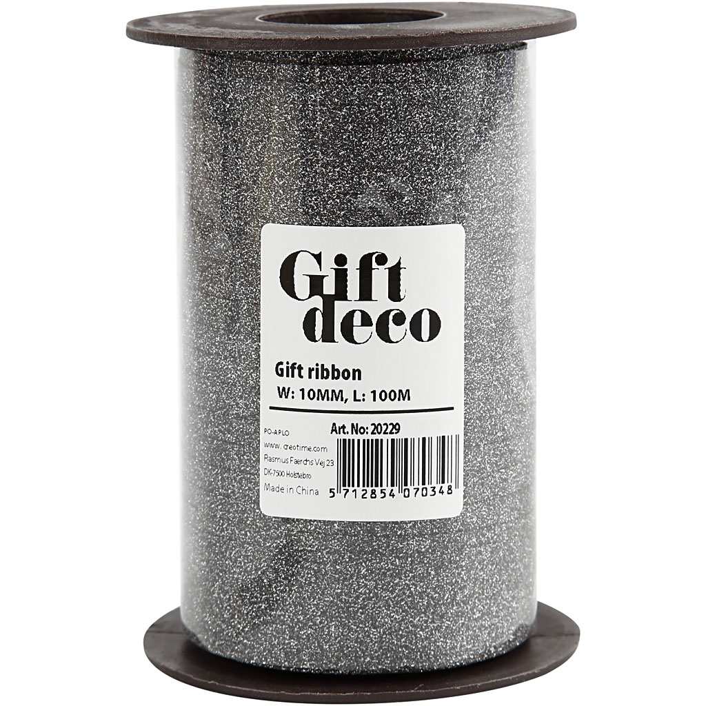 lokilint, W: 10 mm, glitter, must, 100 m/ 1 rull - Image 2