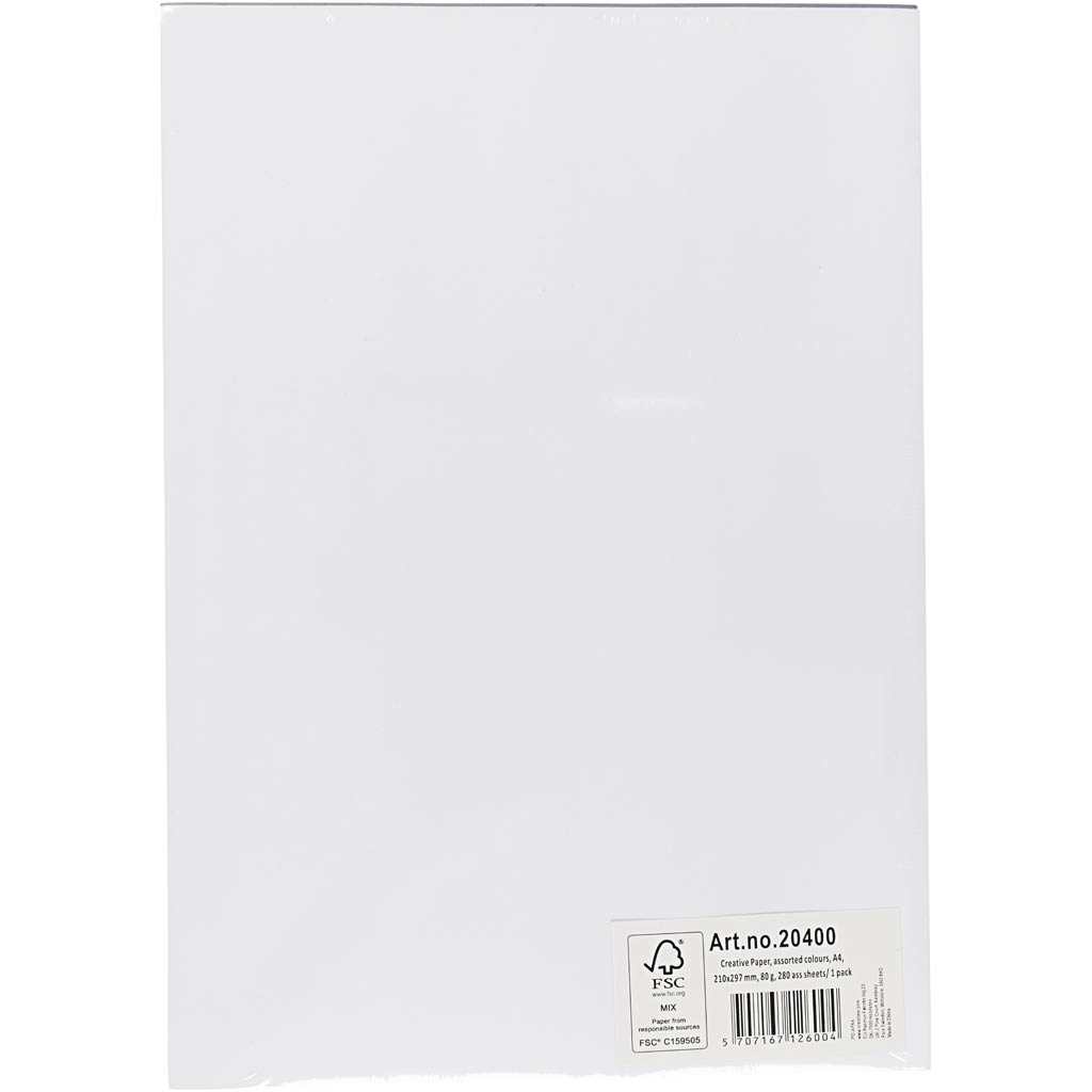 Creativ paber, A4, leht 210x297 mm, 80 g, assortii värvid, 280 ass lehte/ 1 pakk - Image 3