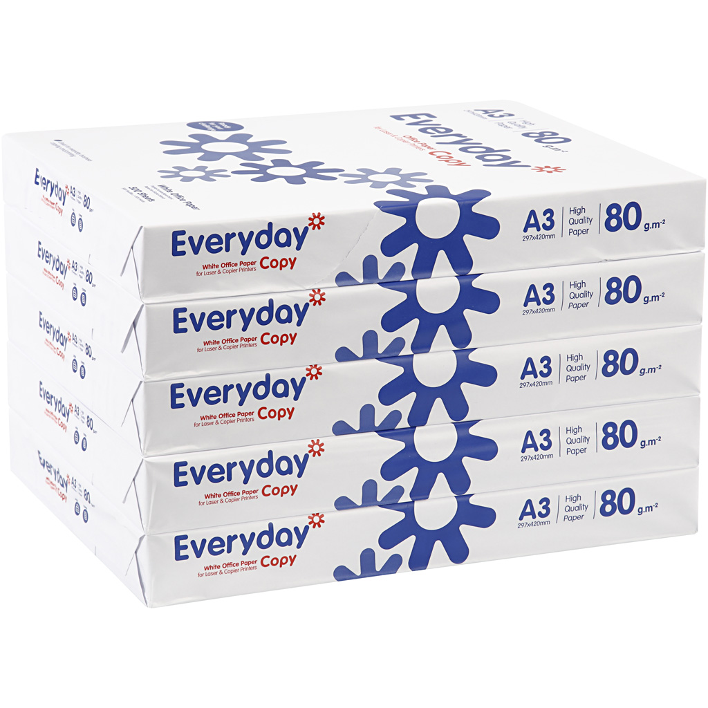 Joonistuspaber, A3, leht 297x420 mm, 80 g, valge, 5x500 lehte/ 1 pakk - Image 2