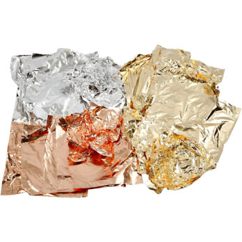 Metalli imitatsioonileht, leht 16x16 cm, vask, kuld, hõbe, 3x50 lehte/ 1 pakk