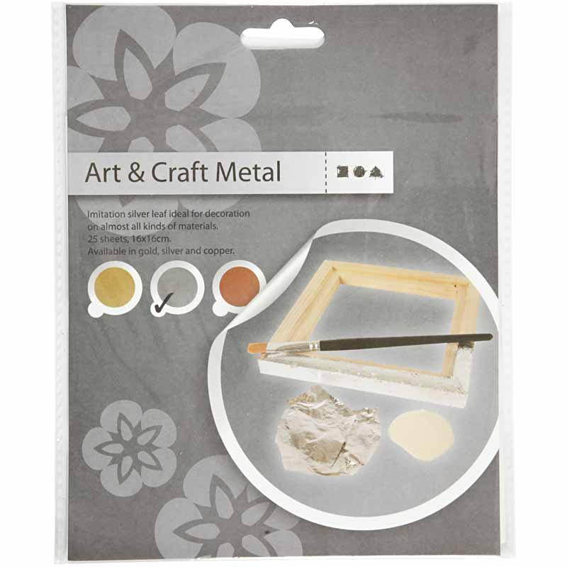 Metalli imitatsioonileht, leht 16x16 cm, hõbedane, 0,625 m2, 25 lehte/ 1 pakk - Image 2